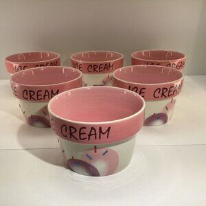 New Woodard & Charles Pink Ice Cream Ceramic Set of Six Bowls